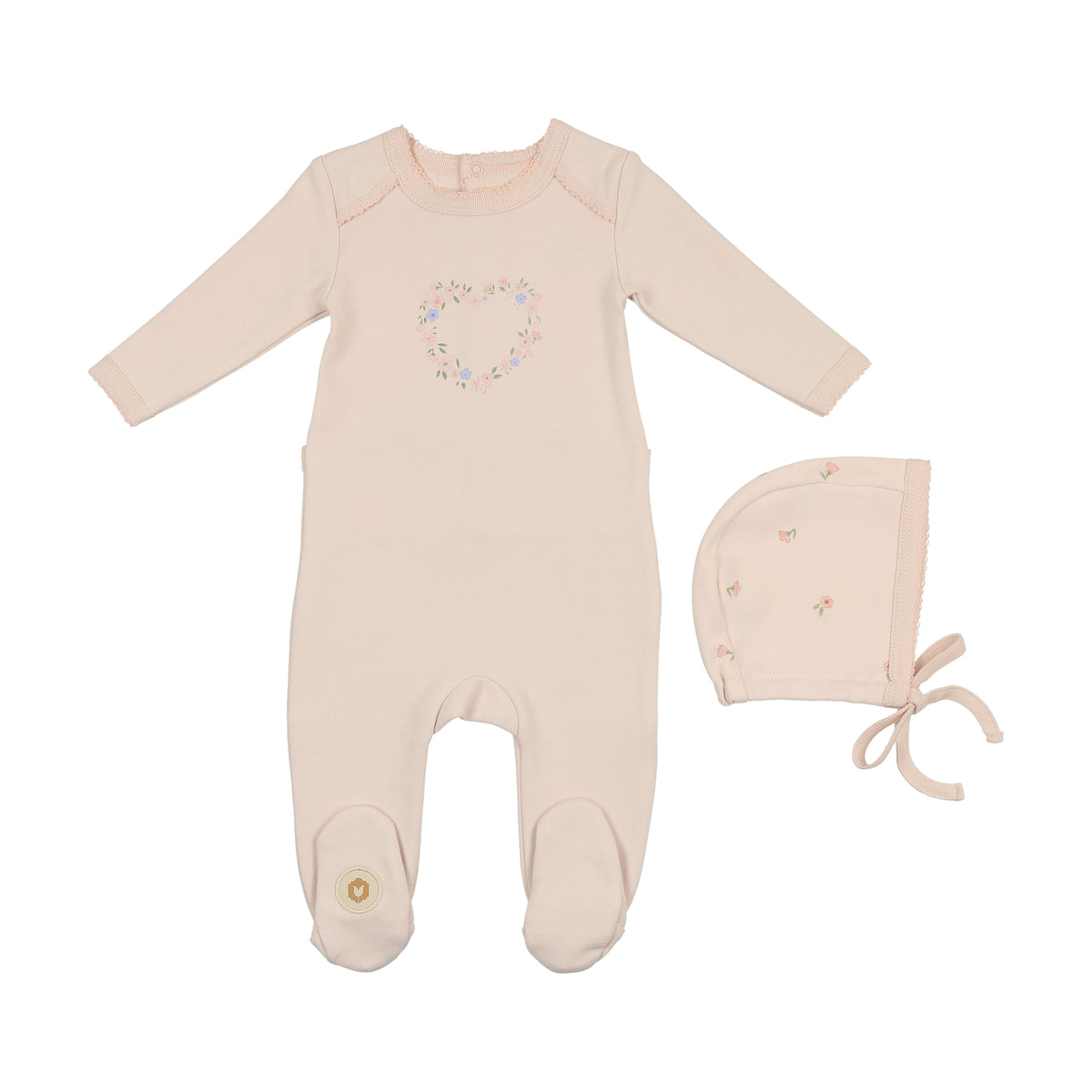 Solid Bamboo Footie & Single Knot Hat Gift Set, Lilac main image 0